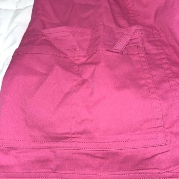 Cherokee Workwear Core Stretch Scrub Top XL Womens Pink Short Sleeve V-Neck With - Picture 6 of 7